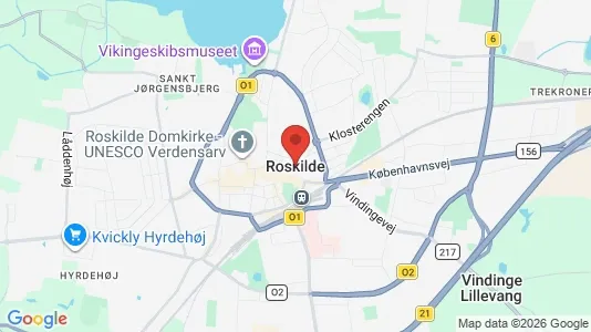 Værelser til leje i Roskilde - kort over placeringen