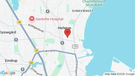 Værelser til leje i Hellerup - kort over placeringen