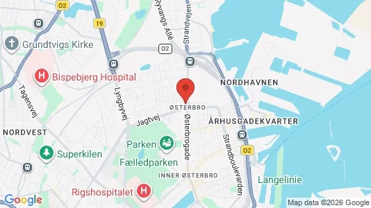 Værelser til leje i Østerbro - kort over placeringen