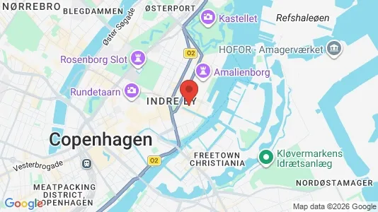 Værelser til leje i København K - kort over placeringen