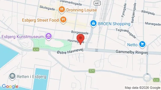 Værelser til leje i Esbjerg Centrum - kort over placeringen