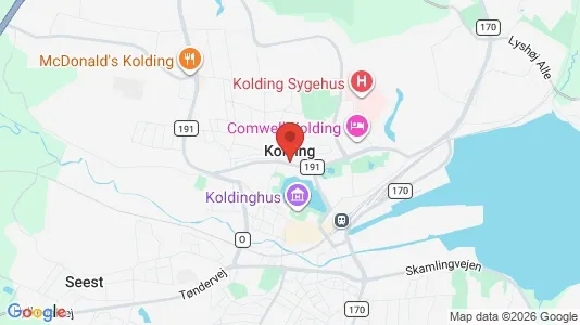 Værelser til leje i Kolding - kort over placeringen