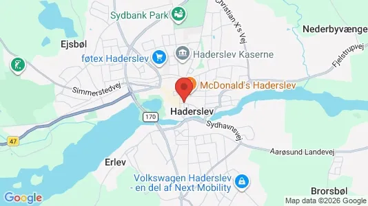 Værelser til leje i Haderslev - kort over placeringen