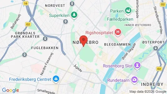 Værelser til leje i Nørrebro - kort over placeringen